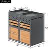 Merax Mülltonnenbox 2er mit Pflanzdach, 120-240 L, Anthrazit Tür in Holzoptik Bild 4