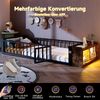 Flachbett, Metallbett, 90 x 200 cm, Metallbettgestell, Eisenbett, Kinderbett, mit Schutzgeländer, ohne Matratze,Schließfächern, LED-Streifenleuchten,Schwarz Bild 5