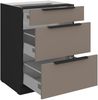 Küchen Unterschrank 60 cm Küche ARIA Sandgrau ultra matt + Schwarz matt, hochwertige Fronten mit Anti Fingerprint Beschichtung, Soft-Close Küchenzeile Küchenblock Bild 3