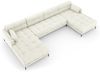 Micadoni Panorama-Sofa Mamaia 6-Sitzer Samt Bluvel Helles Beige schwarze Beine Bild 2
