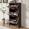 Vintage Schuhschrank mit Rattan-Dekor, 3 Klappfächer, 54x25x115 cm, Dunkelbraun Bild 5
