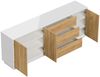 Sideboard Silia B stehend 200cm 3 Türen 3 Pushauszüge Weiß Hgl Eiche : Weiss hochglanz / Eiche Gold Bild 3