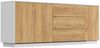 Sideboard Silia B stehend 200cm 3 Türen 3 Pushauszüge Weiß Hgl Eiche : Weiss hochglanz / Eiche Gold Bild 4