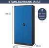 Aktenschrank abschließbar JAN - 5 Ebenen verstellbar, Flügeltüren | Metallschrank Werkstatt Mehrzweckschrank Büroschrank aus Stahl Werkzeugschrank, 195x90x40cm Anthrazit-Blau Bild 2