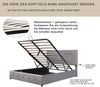 Polsterbett mit Samtbezug, Stauraum & Lattenrost, hydraulisch, 203 x 140 x 106 cm, grau, ohne Matratze Bild 3