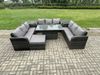 Fimous Patio Garten Dining Set Rattan Möbel Lounge Sofa Höhenverstellbarer aufsteigender Hubtisch mit 2-Beistelltischen Großer Fußhocker Dunkelgrau gemischt Bild 2