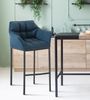 Barhocker GIBEL - Stoff Blau 64x48x110 cm Schwarz | Barstuhl Mit Lehne Tresenhocker Tresenstuhl Kneipenhocker Kneipenstuhl Bild 3