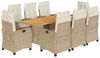 vidaXL 9-tlg. Garten-Essgruppe mit Kissen Beige Poly Rattan 3212714 Bild 2