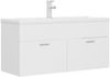 vidaXL Waschbeckenunterschrank mit Einbaubecken Weiß Holzwerkstoff 3071297 Bild 2