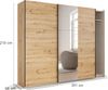 rauch Kleiderschrank; Schwebetürenschrank KRONACH, 2-türig, 1 Spiegeltüre, Eiche Artisan, 261x210x59xcm Bild 4