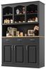 i@home Hochschrank Küchenschrank (120 × 40 × 180 cm) mit drei Türen, drei Schubladen und LED-Beleuchtung, Schwarz Bild 4