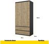 Furnica Kleiderschrank Garderobenschrank, 2 Türen und 2 Schubladen H180 x B90 x T50cm Bild 4