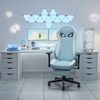 Ergonomischer Gaming-Stuhl Stoff mit Fußstütze für Erwachsene,Bürostuhl hohe Rückenlehne Gaming-Stuhl Rennsport Stoff höhenverstellbar Gaming-Stuhl mit Kopfstütze und Lendenunterstützung für Mädchen,Stoff,Weiß und Blau, Bild 2