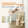 Katzenbaum mit Katzenohr-Plattform & Spielball, Sisal Kratzpfosten, Hängematte, Anti-Kipp, für 1-3 Katzen, stabil Bild 4