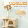 Katzenbaum mit Katzenohr-Plattform & Spielball, Sisal Kratzpfosten, Hängematte, Anti-Kipp, für 1-3 Katzen, stabil Bild 3
