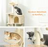 Katzenbaum mit Katzenohr-Plattform & Spielball, Sisal Kratzpfosten, Hängematte, Anti-Kipp, für 1-3 Katzen, stabil Bild 5