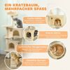 Katzenbaum mit Katzenohr-Plattform & Spielball, Sisal Kratzpfosten, Hängematte, Anti-Kipp, für 1-3 Katzen, stabil Bild 2