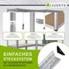 Juskys 3er Metall Regalsystem Easy | 1 Eckregal & 2 Lagerregale | 12 MDF Holz Böden | 960 kg | verzinkt | Stecksystem | Schwerlastregal Steckregal | Silber Bild 4