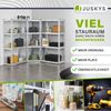 Juskys 3er Metall Regalsystem Easy | 1 Eckregal & 2 Lagerregale | 12 MDF Holz Böden | 960 kg | verzinkt | Stecksystem | Schwerlastregal Steckregal | Silber Bild 3