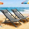 Mondeer Sonnenliege 2er Set, klappbarer Liegestuhl mit Kopfstütze und Verstellbarer Rückenlehne für Garten Pool Terrasse, Belastbarkeit 130kg, W104 x D58 x H95cm, Schwarz und Grau Bild 2