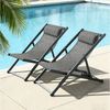 Mondeer Sonnenliege 2er Set, klappbarer Liegestuhl mit Kopfstütze und Verstellbarer Rückenlehne für Garten Pool Terrasse, Belastbarkeit 130kg, W104 x D58 x H95cm, Schwarz und Grau Bild 3
