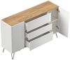 Sideboard Yako XL 155cm 3 SoftClose 2 Türen Weiß/Eiche Top : Weiss hochglanz / Oak Gold Bild 4