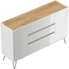 Sideboard Yako XL 155cm 3 SoftClose 2 Türen Weiß/Eiche Top : Weiss hochglanz / Oak Gold Bild 5