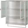 Hängeschrank 60 x 23 x 78 cm aus Metall und Glas, 2 Türen, offenes Fach & Handtuchhalter, Weiß Bild 4