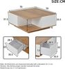 Couchtisch B 70 x T 70 x H 31,5 cm mit 3 Schubladen, halboffenem Fach und Hochglanz in Weiß-Holzoptik Bild 5