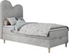 Kinderbett FLOW, Boxspringbett für Kinder, mit hohem Kopfteil, Einzelbett mit Matratze - 90x180 - Hellgrau Velvet - Topper Visco Bild 4