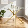 Runder Esstisch B 80 x T 80 x H 76 cm, Glasplatte aus gehärtetem Glas, Metallgestell in Gold Bild 2