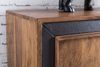 Wohnling Design Sideboard Vitrine KARAN Sheesham Massivholz mit Kunstleder, 160 x 44 x 80 cm Bild 5
