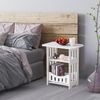 Nachttisch Weiß 2 Ebenen Beistelltisch Wohnzimmer Sofa Tisch Nordic Stil Bild 2