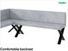 MEBLINI Eckbank für Esszimmer mit ausziehbarem Tisch - Küchenbank - Essecke - Sitzecke Küche - TONI - X-Beine 142x196x87cm Links - Hellgrau Samt/B Weiß Matt Bild 5