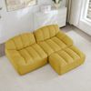 Ecksofa in Gelb, modulares 2-Sitzer-Sofa mit Ottoman, granuliertem Fleece und breiter Sitzfläche,79x210x165 cm Bild 3