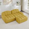 Ecksofa in Gelb, modulares 2-Sitzer-Sofa mit Ottoman, granuliertem Fleece und breiter Sitzfläche,79x210x165 cm Bild 2