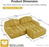 Ecksofa in Gelb, modulares 2-Sitzer-Sofa mit Ottoman, granuliertem Fleece und breiter Sitzfläche,79x210x165 cm Bild 4