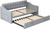 Ausziehbares Polsterbett 90/180×190 cm mit USB-Anschluss, Samtbezug, Hellgrau, ohne Matratze Bild 4
