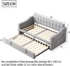 Ausziehbares Polsterbett 90/180×190 cm mit USB-Anschluss, Samtbezug, Hellgrau, ohne Matratze Bild 5
