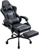 Delman Gaming-Stuhl, Bürostuhl, ergonomischer Chefsessel mit 6-Punkt-Massagefunktion, Fußstütze und Metallfußkreuz, Kunstleder, Grau Bild 4