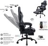 Delman Gaming-Stuhl, Bürostuhl, ergonomischer Chefsessel mit 6-Punkt-Massagefunktion, Fußstütze und Metallfußkreuz, Kunstleder, Grau Bild 2
