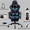 Delman Gaming-Stuhl, Bürostuhl, ergonomischer Chefsessel mit 6-Punkt-Massagefunktion, Fußstütze und Metallfußkreuz, Kunstleder, Grau Bild 3