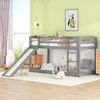 Etagenbett fr Kinder und Jugendliche, Kinderbett mit Rutsche, Massivholzrahmen, einfache Montage, 90x200cm, Grau Bild 3