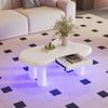 Couchtisch 98x65,5x40 cm, weiß modernes wolkenförmiges Design mit Schublade & LED-Beleuchtung Bild 2