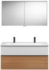 Burgbad FIUMO Waschtisch Set mit Spiegelschrank 122 cm breit, Weiß/Braun, Doppelwaschbecken Gussmarmor Weiß Bild 1