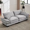 Doppelsitzer Sofa mit Samtbezug, Polsterkissen & Holzrahmen, 224x81x81 cm, Hellgrau Bild 5