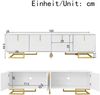 TV-Schrank, Lowboard mit strukturierten Türen, TV-Möbel, goldene Griffe und goldene Beine Bild 4