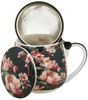 DUO FLORAL Fassbecher 430 ml NOEMI BLACK mit Teesieb, New Bone China Porzellan Bild 3