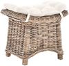 Krines Home Sitzhocker Fußhocker Stabiler Sitz-Hocker/Schemel aus echtem Rattan mit Kissen Bild 5