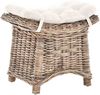 Krines Home Sitzhocker Fußhocker Stabiler Sitz-Hocker/Schemel aus echtem Rattan mit Kissen Bild 4